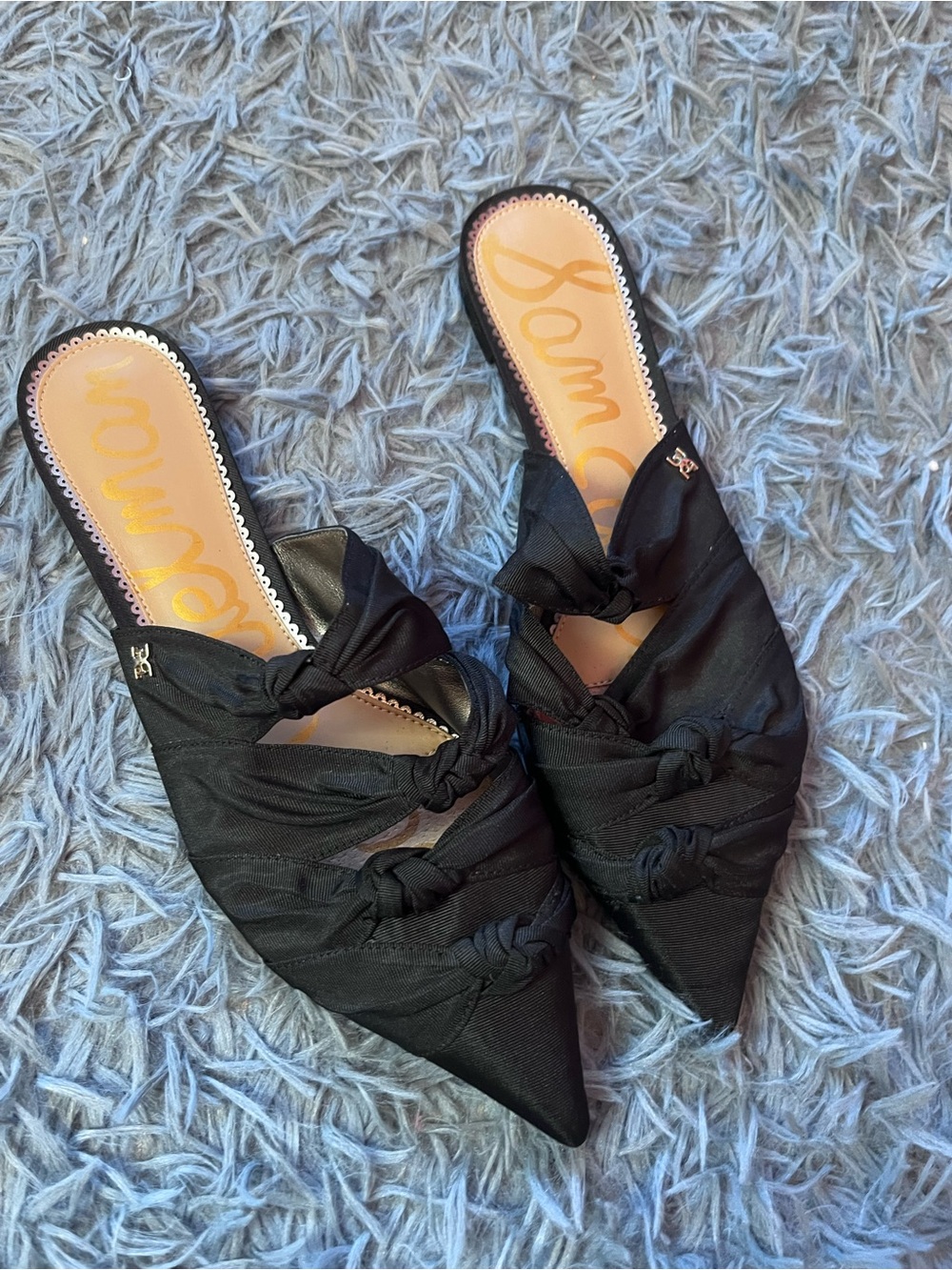 Sam Edelman Black Shanti Flat Knot-Detail Pointed Toe Mule Size 9.5 - Picture 2 of 5